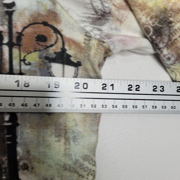 Vintage cyber y2k Paris landscape grunge art to wear 3/4 sleeve top size large - Picture 7 of 9